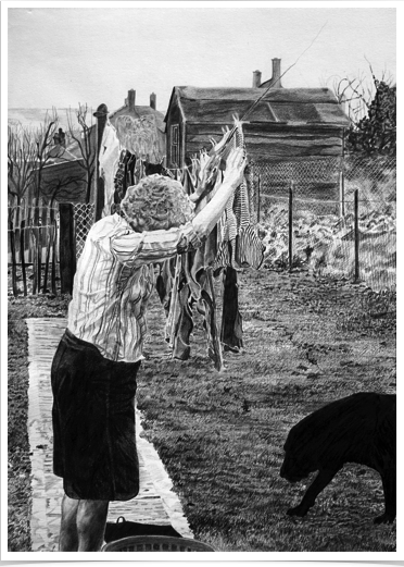Washday
pencil on paper
29 x 41 cm Washday
pencil on paper
29 x 41 cm
